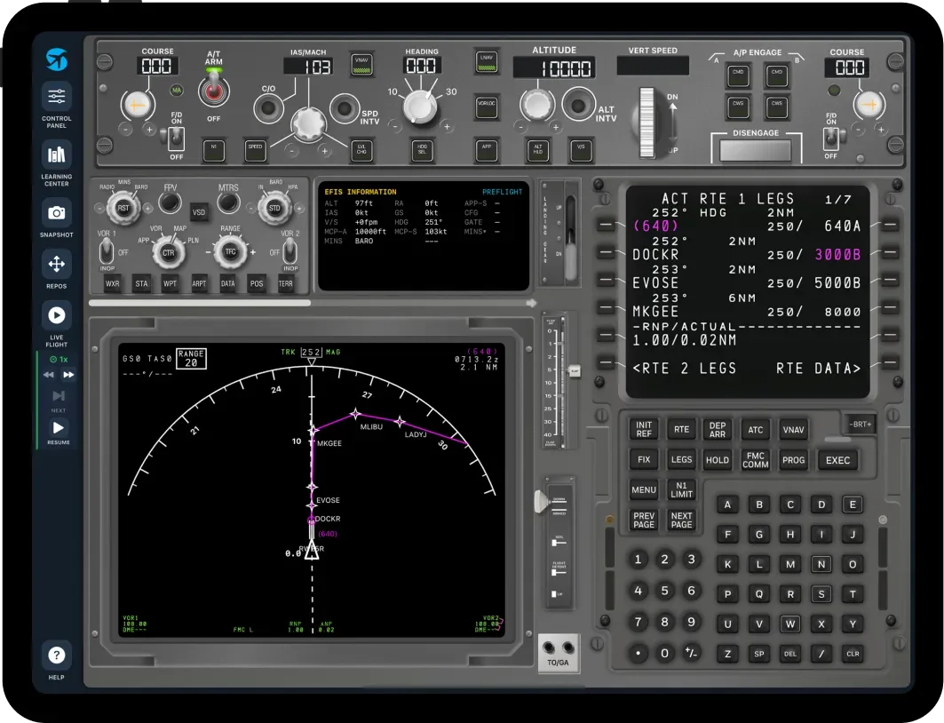 B737 MAX FMS simulator on an iPad