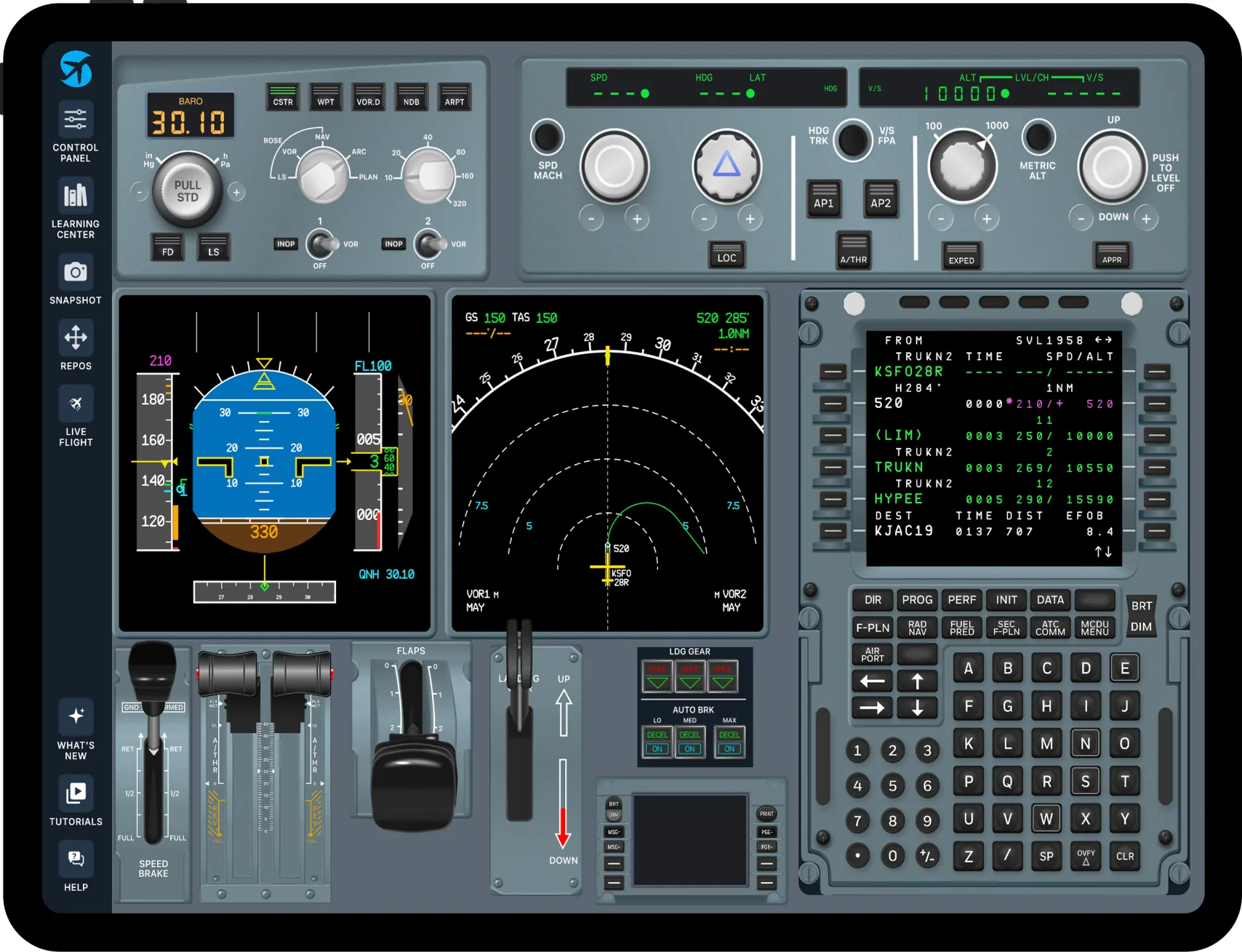 A320 FMS simulator running on an iPad