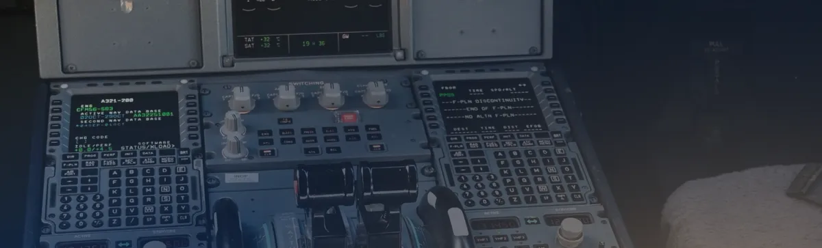 Flight deck pedestal with the FMS control display units